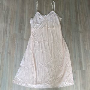 Vintage Nylon Satin Cream Night Slip Size XL 42